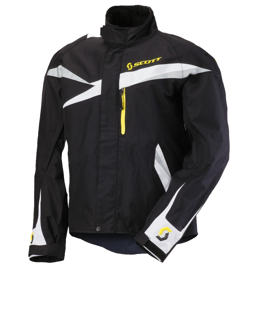 Modern waterproof black and white motorcycle jacket from Scott